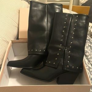 Studded Black Leather Boots